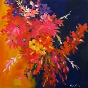 Ayesha Siddiqui, 36 x 36 Inch, Oil on Canvas, Floral Painting, AC-AYS-131